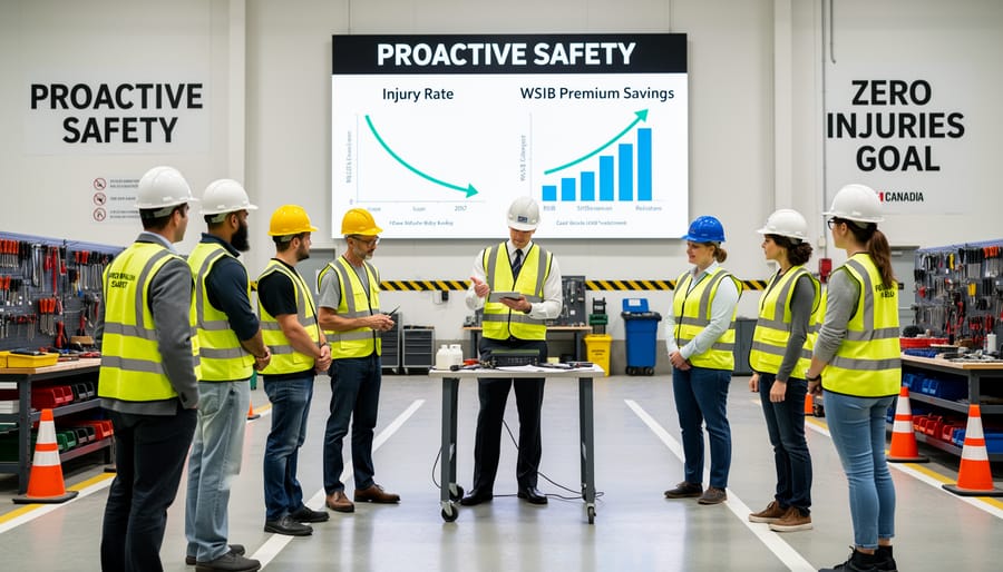 Manufacturing worker performing safety inspection of industrial equipment